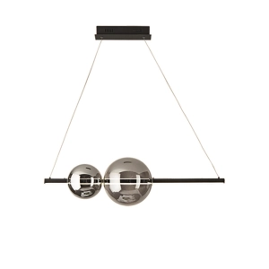 Lámpara de suspensión LED FUFI en metal pintado con 2 difusores de bola NEGROS D100 cm