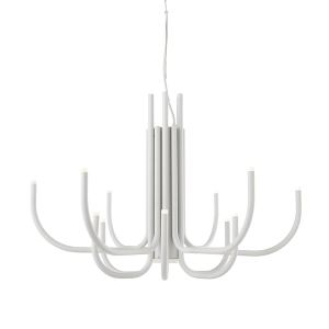 Lámpara de suspensión 12 luces NOUVEAU en metal pintado BLANCO D78 cm