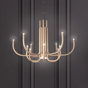 Lámpara de suspensión NOUVEAU con 12 luces en metal pintado ORO D78 cm