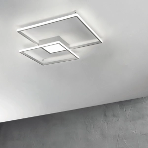 Lámpara de techo DOWEL de metal pintado plateado PEQUEÑO 55x7 cm