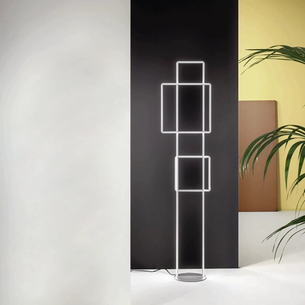 Lámpara de pie DOWEL de metal pintado PLATA H166 cm
