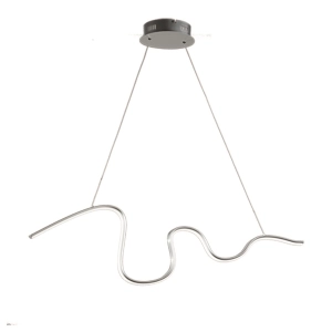 Suspension LED SNAKE en métal argenté et diffuseur acrylique 125 cm