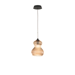 Suspension lamp D16 cm in Amber blown glass - MADAGASCAR Mod2
