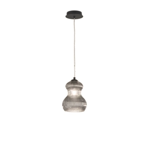 Lámpara de suspensión D16 cm en vidrio soplado ahumado - MADAGASCAR Mod2