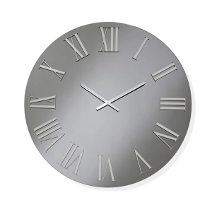 Runde Uhr D60 cm in Rauchkristall und silbernen Zahlen – TIWAR