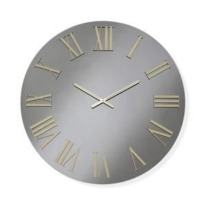 Runde Uhr D60 cm aus Rauchkristall und goldenen Zahlen – TIWAR