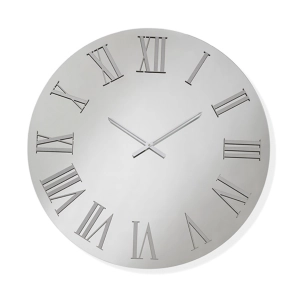 Runde Uhr D60 cm aus klarem Kristall und silbernen Zahlen – TIWAR