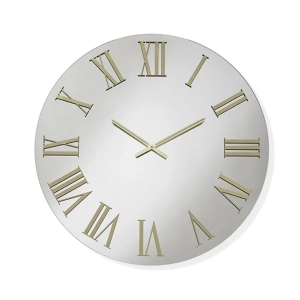 Runde Uhr D60 cm aus klarem Kristall und goldenen Zahlen – TIWAR