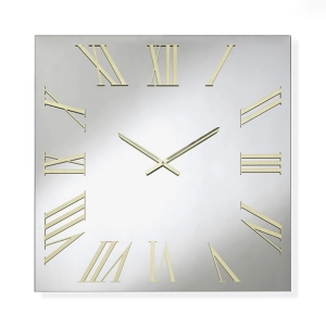 Reloj cuadrado de cristal transparente y números dorados 60x60 cm - ROGER