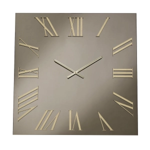 Quadratische Uhr aus Bronzekristall und goldenen Zahlen 60x60 cm - ROGER