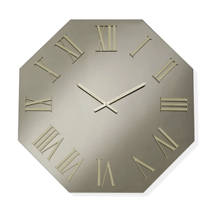 Achteckige Uhr 60x60 cm aus Bronzekristall und goldenen Zahlen – DYLAN