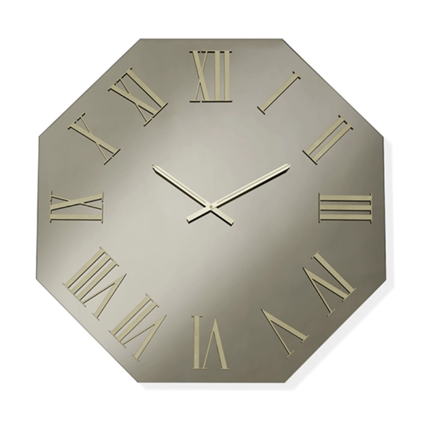 Horloge octogonale 80x80 cm en cristal Bronze et chiffres Or - DYLAN