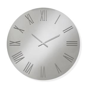 Runde Wanduhr D60 cm aus klarem Kristall und silbernen Zahlen – SEAN