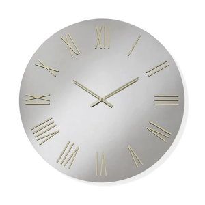 Runde Wanduhr D60 cm aus klarem Kristall und goldenen Zahlen – SEAN