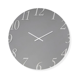 Runde Uhr GARRET, D60 cm, aus geräuchertem Satinkristall und silbernen Zahlen