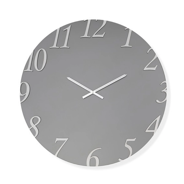 Reloj redondo GARRET D80 cm de cristal satinado ahumado y números plateados