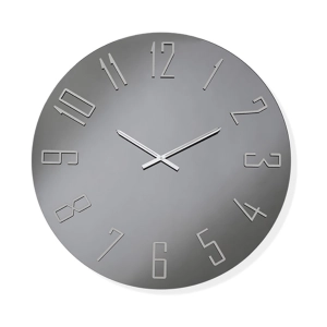 OZIAS runde Uhr D60 cm in Rauchkristall und silbernen Zahlen