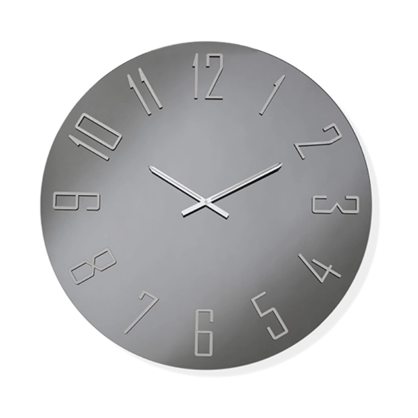Reloj redondo OZIAS D60 cm de cristal ahumado y números plateados