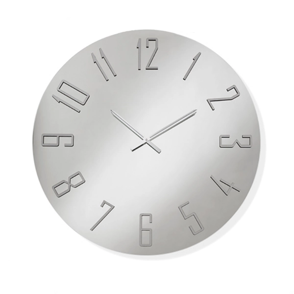 Reloj redondo OZIAS D60 cm en cristal transparente y números plateados
