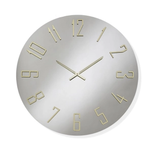 Runde Uhr OZIAS D60 cm aus klarem Kristall und goldenen Zahlen