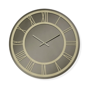 Runde ETHAN-Uhr D60 cm aus Bronzekristall und goldenen Ziffern