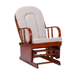 Poltrona a dondolo oscillante in legno con cuscino Beige - LONDRA