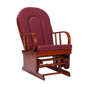 Poltrona a dondolo oscillante in legno con cuscino Bordeaux - LONDRA