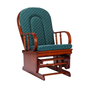 Poltrona a dondolo oscillante in legno con cuscino Verde - LONDRA