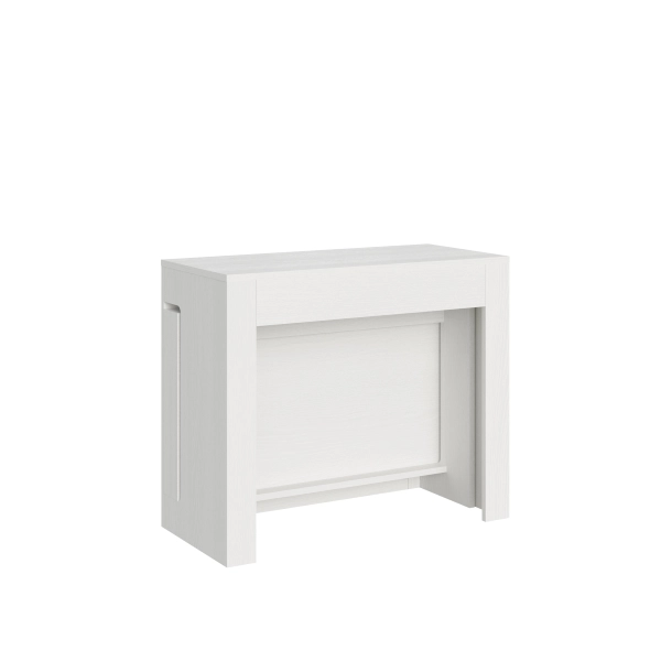 Consola de madera melamina ELIA extensible hasta 302 cm Fresno Blanco