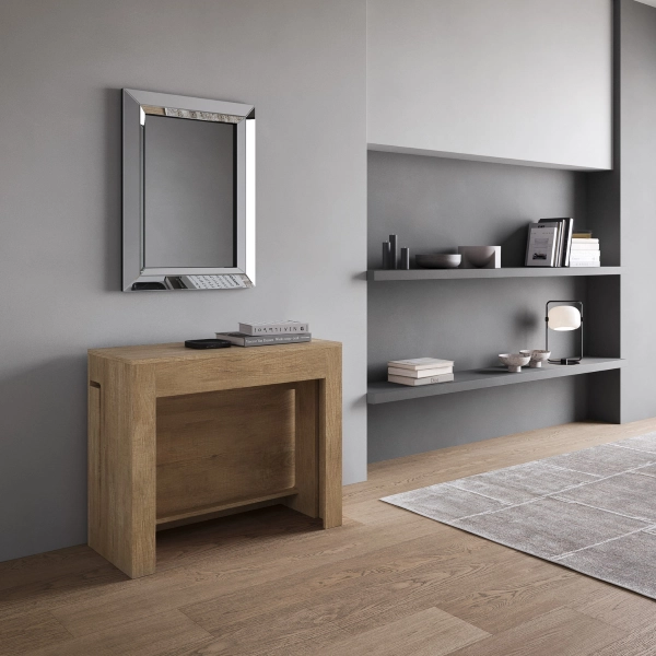 Consola de madera melamina ELIA extensible hasta 302 cm Roble