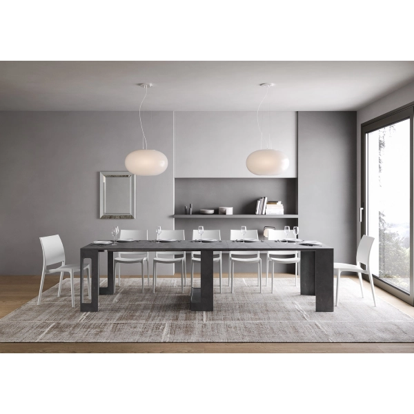 Consola de madera melamina ELIA extensible hasta 302 cm antracita