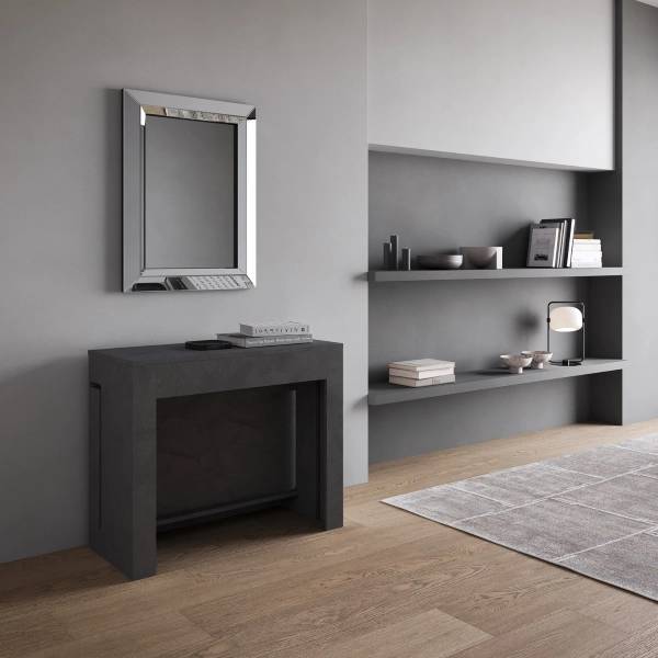 Consola de madera melamina ELIA extensible hasta 302 cm antracita