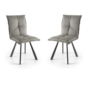 Küchenstuhl aus hellgrauem Stoff - gepolsterte SILA 2 Stühle