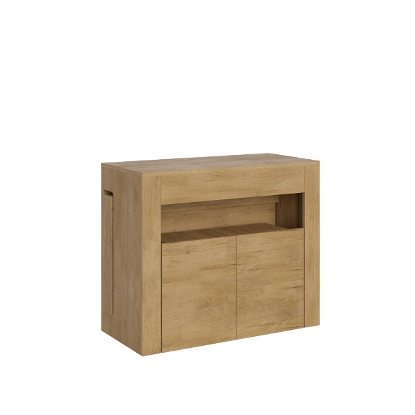 Consola ELIA extensible 90x42/302 cm con banco inferior roble
