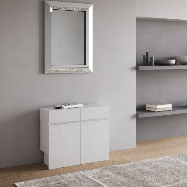 Rallonge extensible jusqu'à 300 cm pour table console ELIA Blanc Frêne