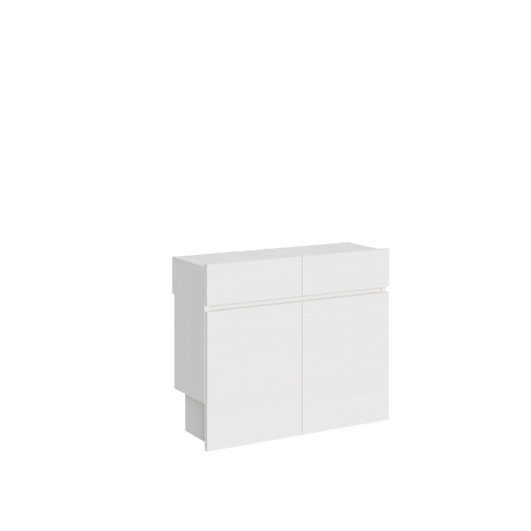 Rallonge extensible jusqu'à 300 cm pour table console ELIA Blanc Frêne