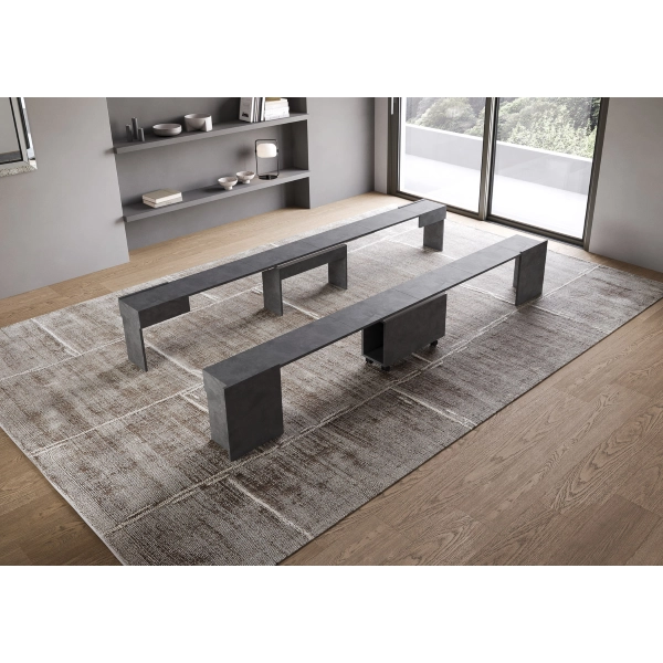 Rallonge extensible jusqu'à 300 cm pour table console ELIA Anthracite
