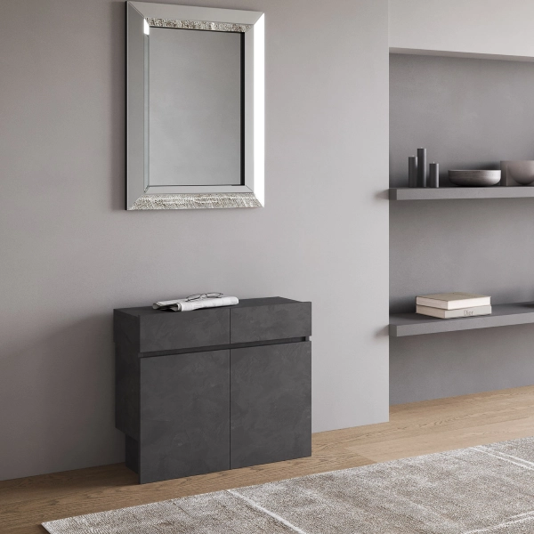 Rallonge extensible jusqu'à 300 cm pour table console ELIA Anthracite