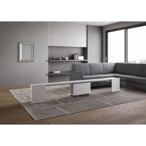 Seduta con ruote allungabile a 300 cm per consolle ELIA Bianco Frassino