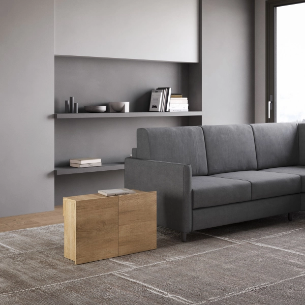 Siège à roulettes extensible jusqu'à 300 cm pour console ELIA en chêne