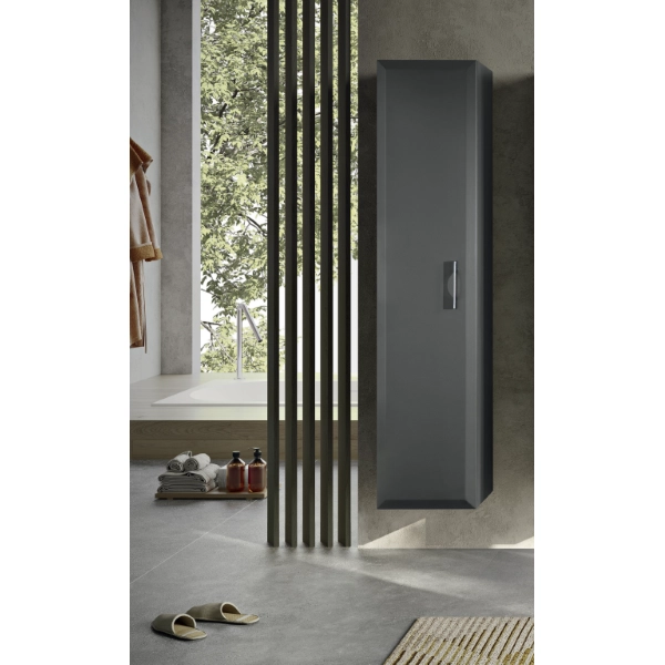 Columna de baño moderna reversible CLEIDE con 1 puerta antracita mate