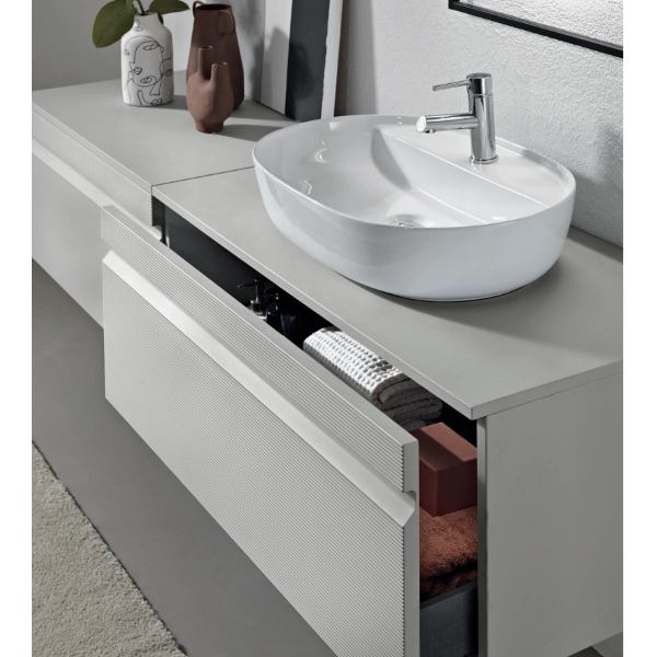 Cajón lavabo suspendido para baño en PVC 100 cm RIO Gris