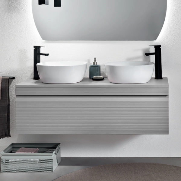 Cajón lavabo para baño 120 cm en PVC suspendido RIO Gris
