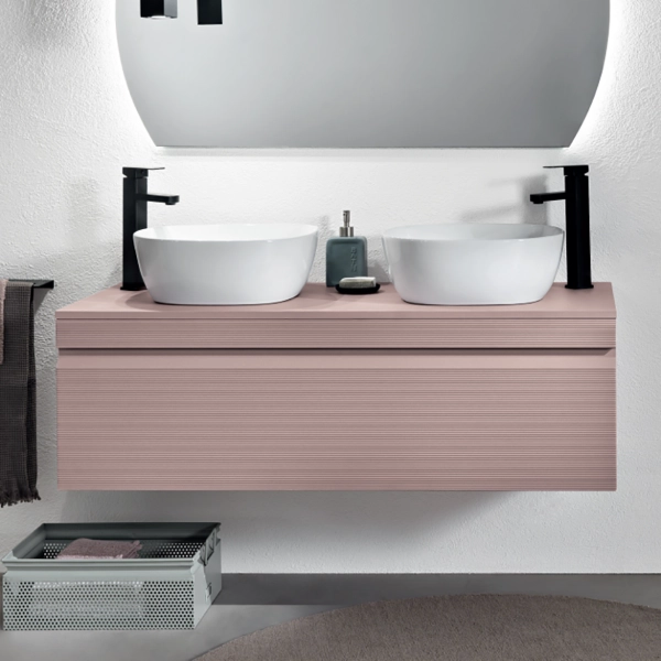 Cajón lavabo suspendido para baño RIO Powder Pink en PVC 120 cm