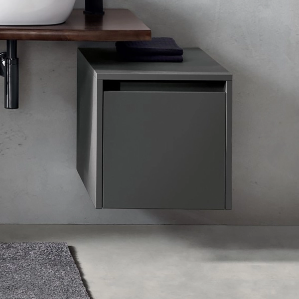 Mueble de baño suspendido con 1 puerta 40 cm en melamina PIAVE antracita