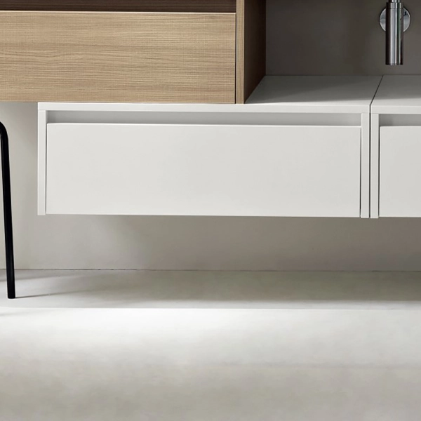 Tiroir de salle de bain suspendu PIAVE 80 cm en mélaminé blanc