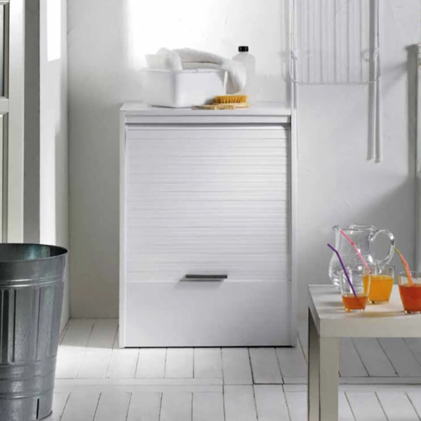 Meuble lave-linge avec fermeture à volet vertical 67x60 cm Blanc