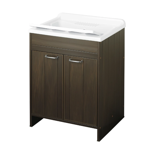 Mueble lavabo de PVC wengué 2 puertas con bañera de resina 60x50 cm