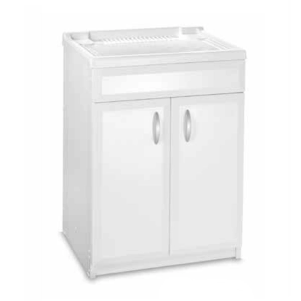 Meuble lavabo 2 portes 60x50 cm en PVC avec cuve en résine blanche