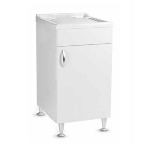 45x50 cm white wooden sink unit with 1 door and resin tub